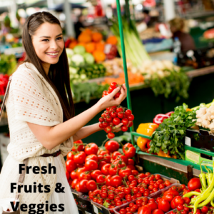 Fresh produce from farmers market are fresh and nutritious.  Read some health books and see what foods are best for you if you have health issues.