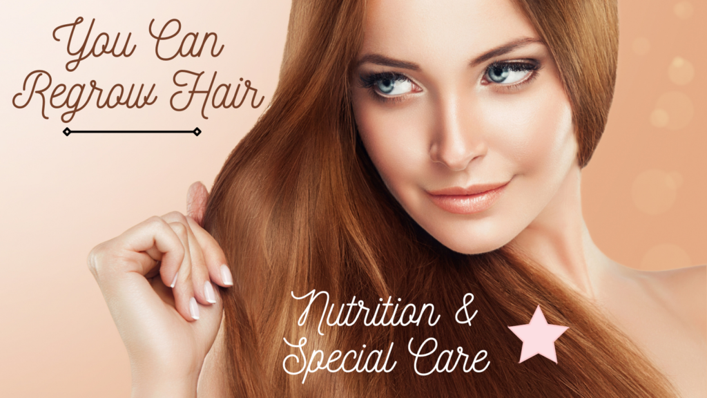 Easy Natural Ways to Regrow Hair with natural nutrient rich shampoos and conditions as well a nutrient rich diet in  fruit, vegetables, sea foods and meats.